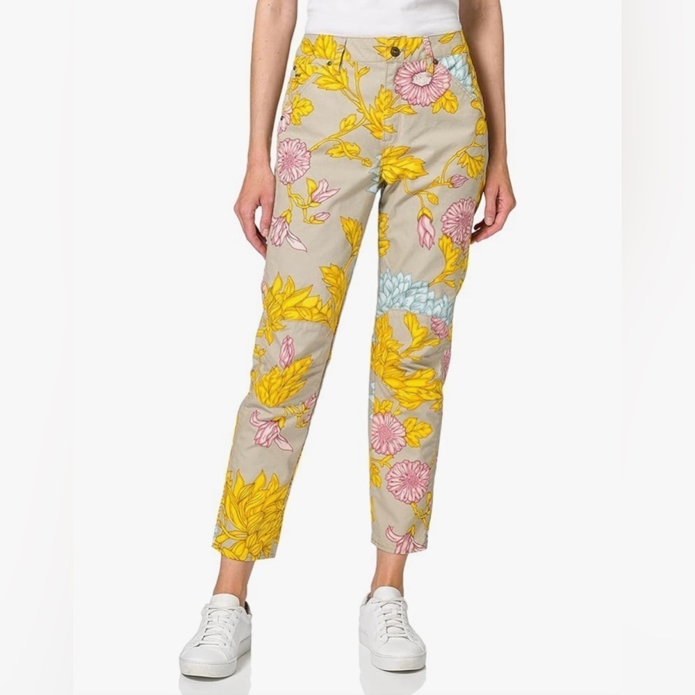 G-Star Raw Mid Boyfriend Floral Tan Beige Yellow 5622 Jeans Pants Size 27